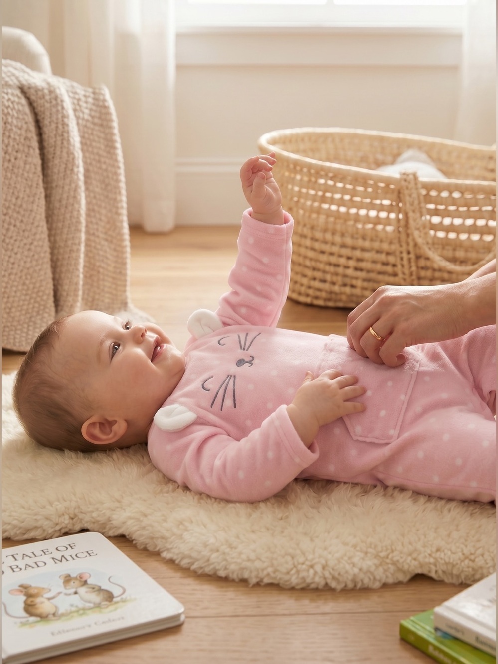 Carter's Pink Mouse Fleece Baby One-Piece